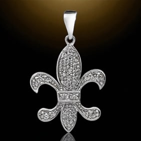 Pave Fleur de Lis Sterling Silver Pendant