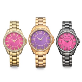 Jeanneret Set of 3 Ladies Fashion Watches with Crystal Bezel
