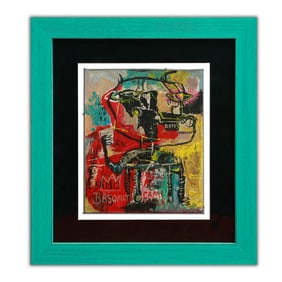 Jean-Michel Basquiat Painting on Board (1982) (After)
