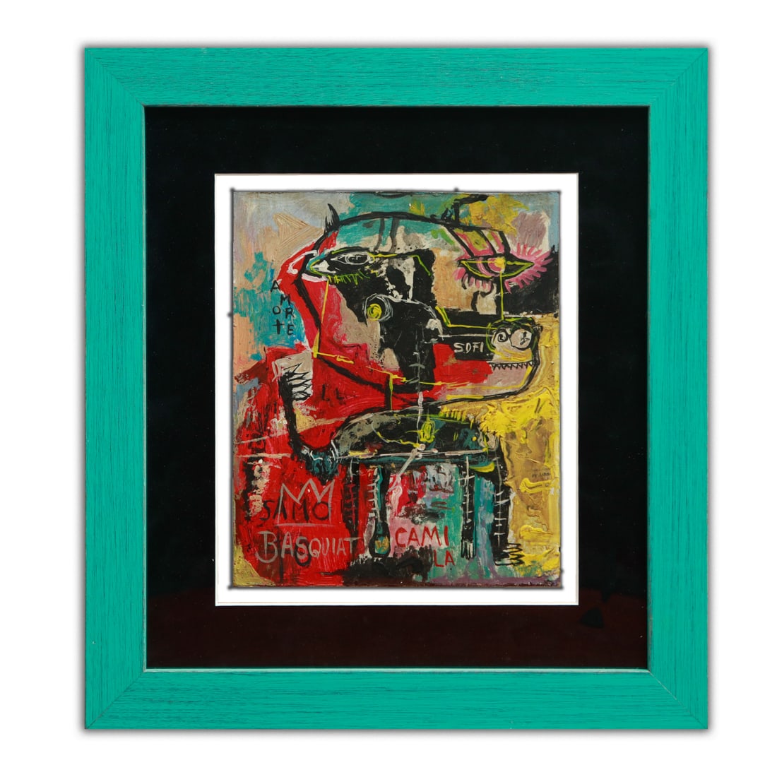 Jean-Michel Basquiat Painting on Board (1982) (After) (1 of 12)