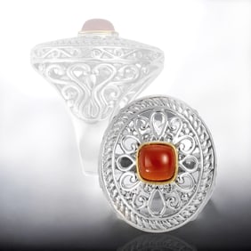 14K Gold & Sterling Silver Red Agate Ring with a sophisticated design to elevate any outfit