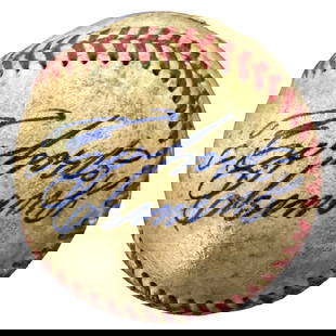 Forensically Authenticated Roberto Clemente Signed Spalding Baseball: Title: HISTORIC Forensically Authenticated Roberto Clemente Signed Spalding Baseball (Blue Ink, Red Stitches) Offered for auction is an exceptionally rare and historically significant Spalding basebal