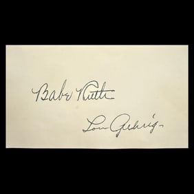 Babe Ruth and Lou Gehrig Signed Document Cut