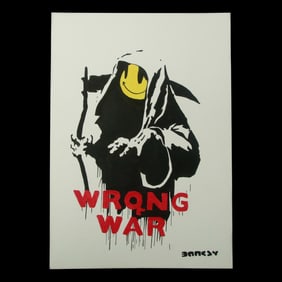BANKSY: Provocative Satire – "Grim Reaper Smiley: WRONG WAR" (after)