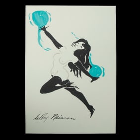 LeRoy Neiman Mixed Media Watercolor – Whimsical Dance of Elegance and Color