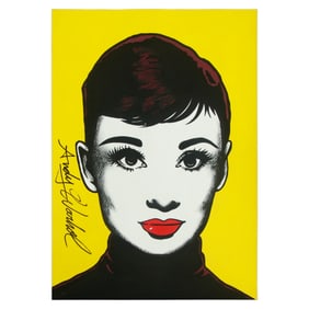 Andy Warhol-Inspired Mixed Media on Paper - "Portrait of Audrey Hepburn" (After)