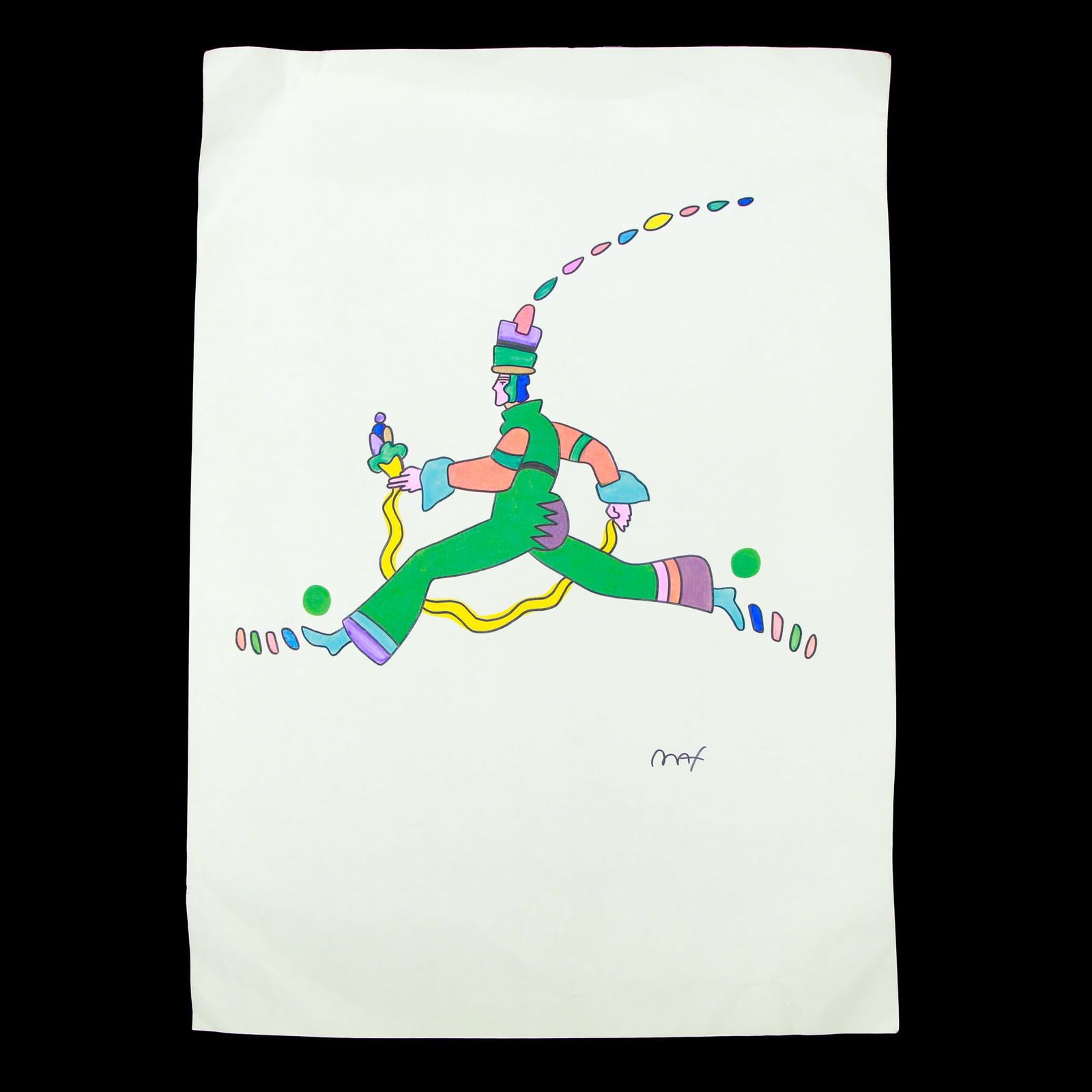 Peter Max Mixed Media Drawing - "Man Running Left" (After) (1 of 8)