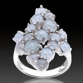 Stunning Sterling Silver Ring with a multitude of Aquamarine Gems
