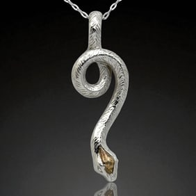 Enchanting Sterling Silver Snake Pendant with 18" Chain