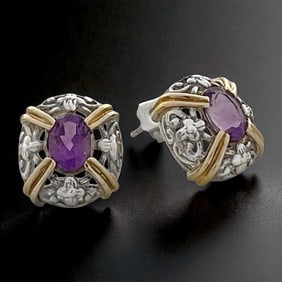 Elegantly crafted Earrings with mesmerizing purple hues of amethyst, set in a delightful fusion of