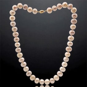 14K Gold Baroque Pearl 17" Strand: 9 mm - 11 mm Pearls