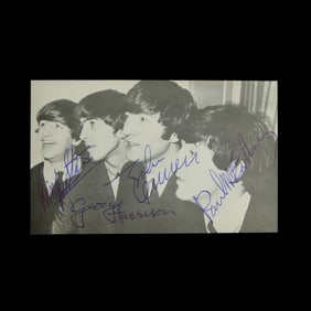 Beatles Signed Vintage Black and White Photocard