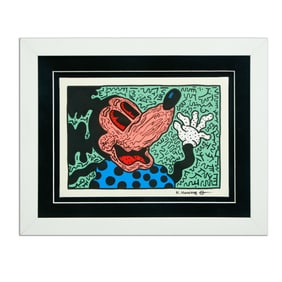 Keith Haring: Distorted Mickey Mouse with Vibrant Patterns after