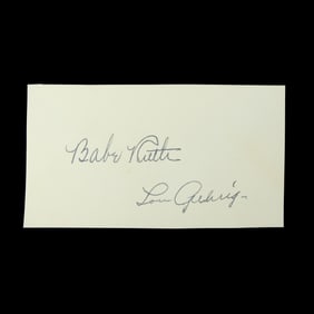 Babe Ruth and Lou Gehrig Signed Document Cut
