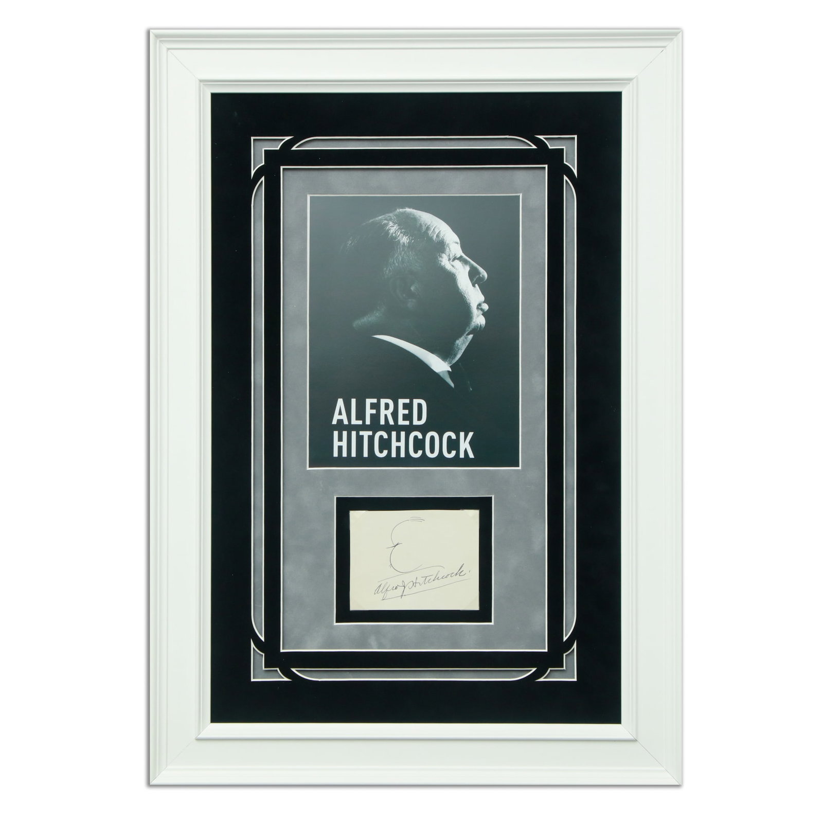Alfred Hitchcock Signed Document Cut with Self-Portrait Drawing (1 of 4)