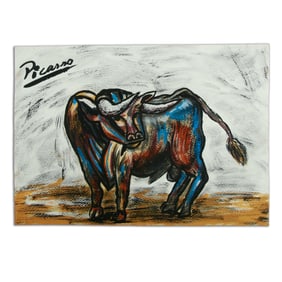 Picasso Mixed Media: "Picassoesque Portrait of a Bull"