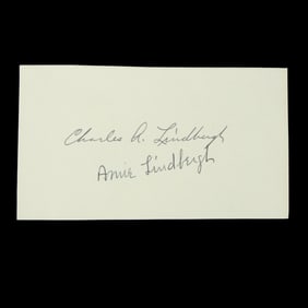 Charles A. Lindbergh and Anne Morrow Lindbergh Signed Document Cut