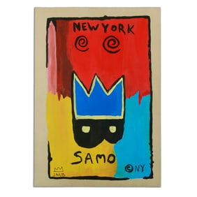Jean Michel Basquiat Inspired Painting on Paper