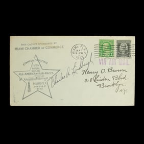 Charles A. Lindbergh Signed Air Mail Envelope – Miami, 1933