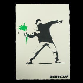 Banksy, "Love Is In The Air (Flower Thrower)"