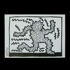 Keith Haring Attributed Mixed Media on Paper, "Electrified Figure"