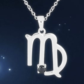 0.35 Ct Blue Sapphire Virgo Zodiac Silver Pendant 18" Chain