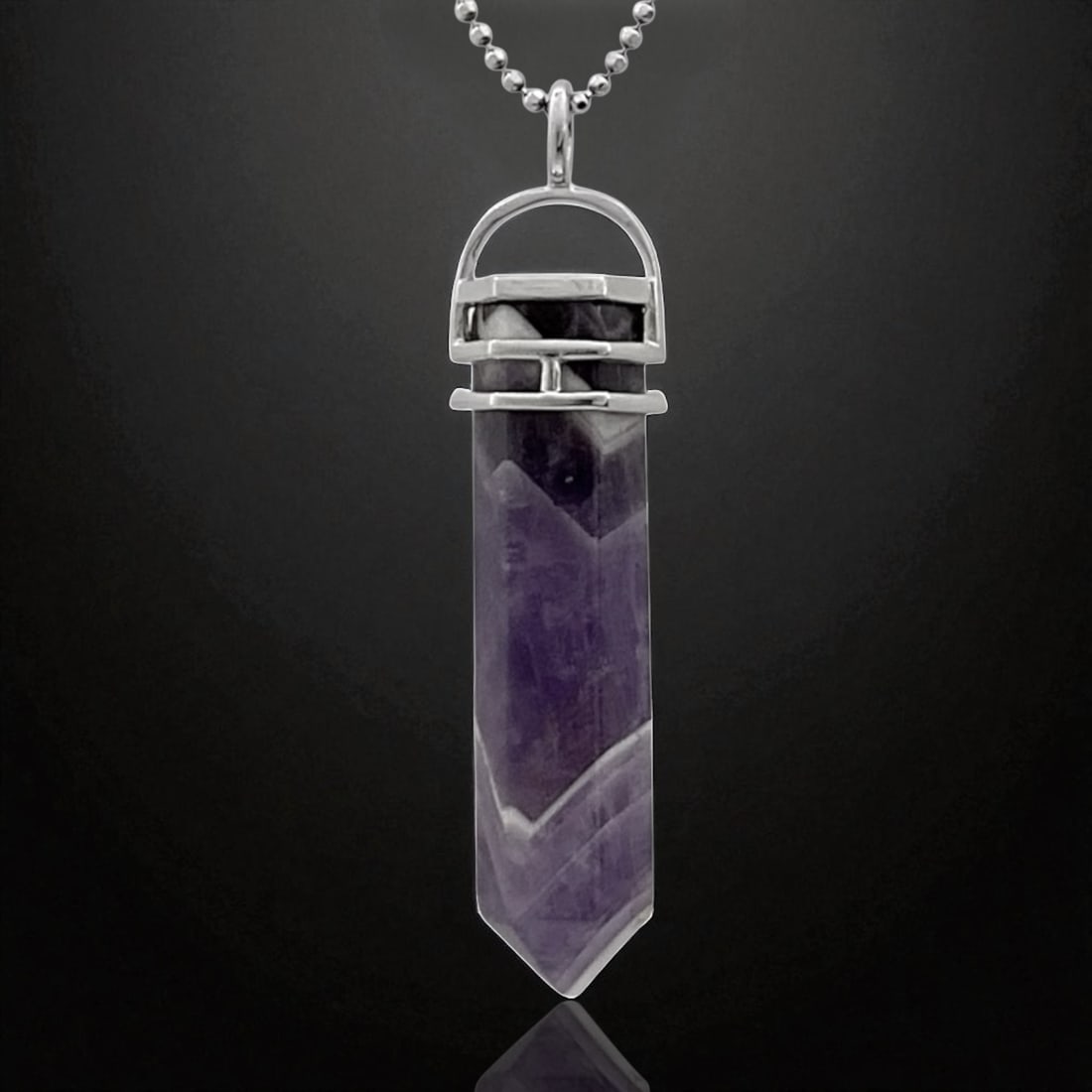 Sterling Silver Amethyst Hex Point With 24 inch Chain (1 of 1)