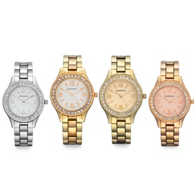 Set of 4 Ladies Rousseau Crystal Bezel Watches