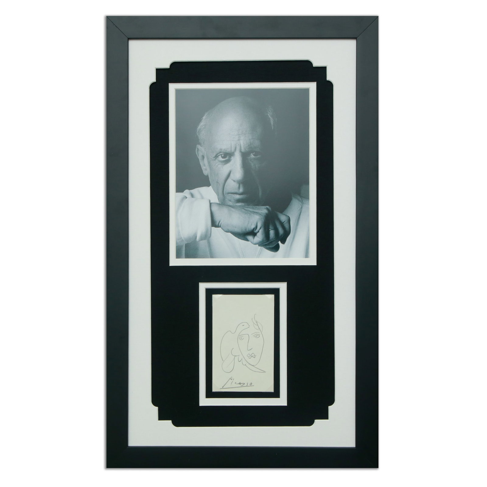 Pablo Picasso Signed & Inscribed Document Cut with Original Drawing (1 of 3)