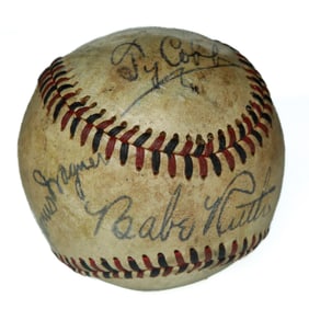 Babe Ruth, Ty Cobb, and Honus Wagner Signed Reach Baseball