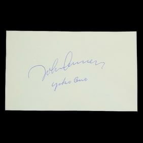 John Lennon and Yoko Ono Signed Document Cut