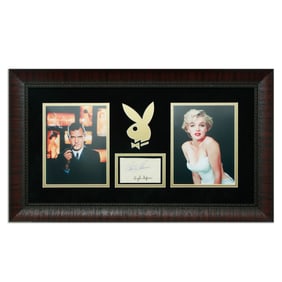 Marilyn Monroe and Hugh Hefner Signed Document Cut