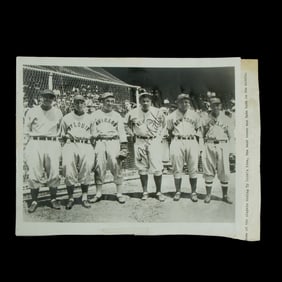Babe Ruth Signed Black and White Photograph — Historic Cobb Era All-Star Assembly