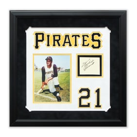 Forensically Authenticated Roberto Clemente Signed Document Cut