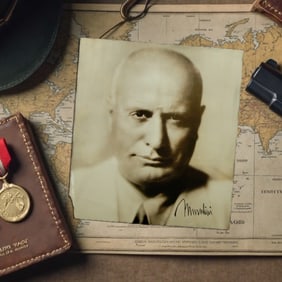 Benito Mussolini Signed Black and White Photograph — Exclusive 1935 Headshot by Ralph Oggiano