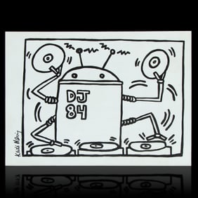 Keith Haring Mixed Media on Paper (1984) (after)