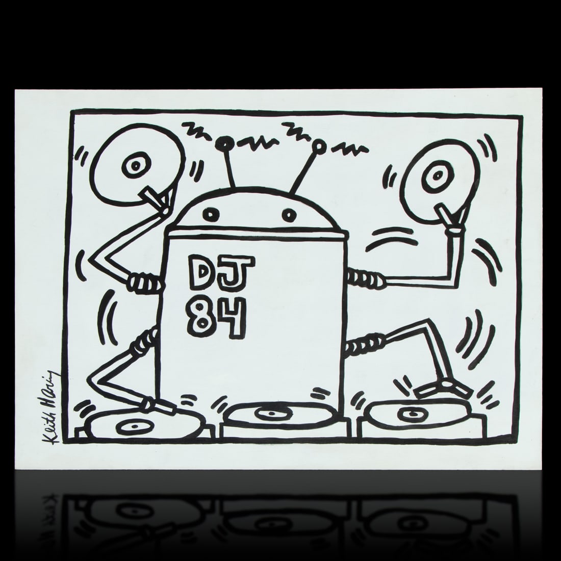 Keith Haring Mixed Media on Paper (1984) (after) (1 of 11)