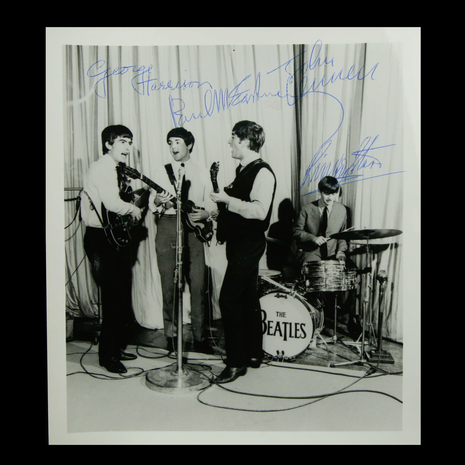 The Beatles Full Band-Signed B&W Performance Photo (1 of 7)