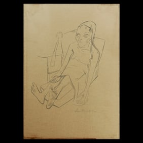 Max Beckmann Attributed Graphite on Paper, "Whispers of Society"