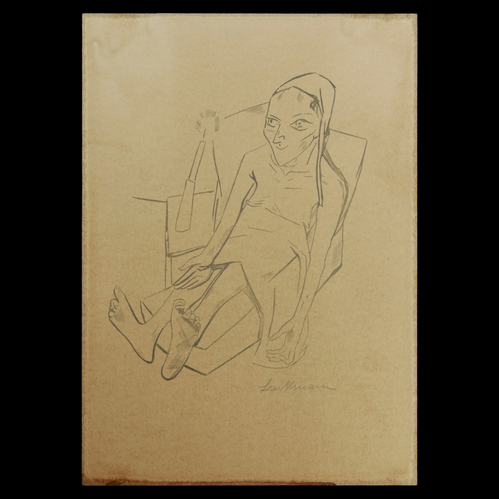 Max Beckmann Attributed Graphite on Paper, "Whispers of Society" (1 of 14)