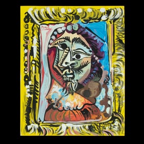 Pablo Picasso Compelling Mixed Media Portrait (after)