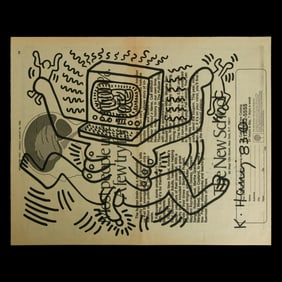 Keith Haring Attributed/After Mixed Media on New York Post Newspaper