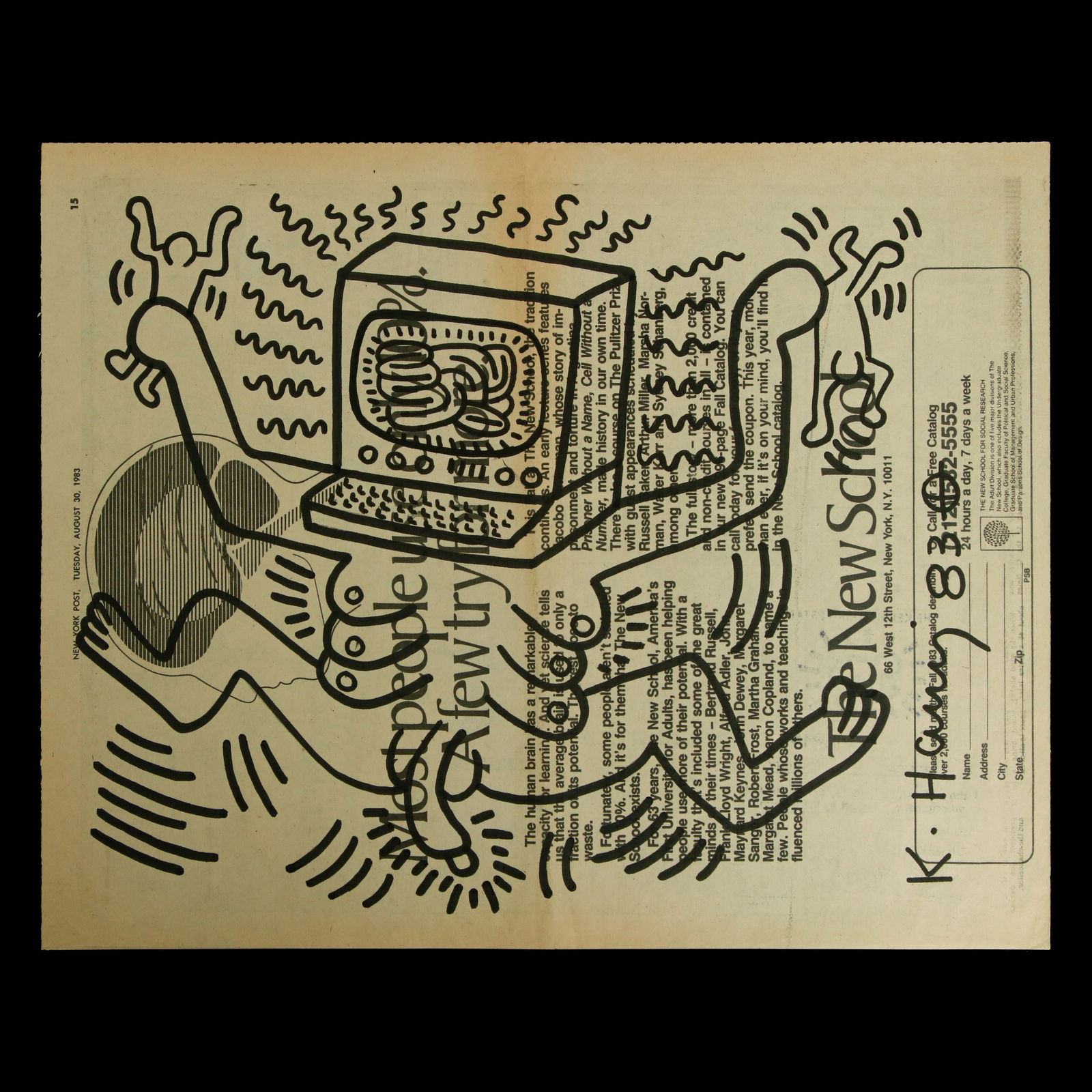 Keith Haring Attributed/After Mixed Media on New York Post Newspaper (1 of 12)