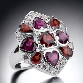7.68 cttw Multi Garnet & Topaz Cocktail Ring - Size 6
