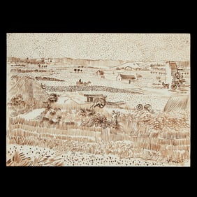 Vincent van Gogh Rustic Landscape Drawing on Paper (after)