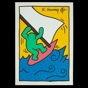 Keith Haring Attributed Mixed Media - Dynamic Motion and Iconic Imagery
