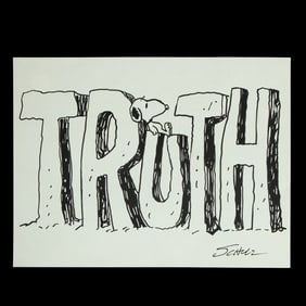 Charles Schulz Print on Paper, “Snoopy on ‘Truth'," with Original Hologram