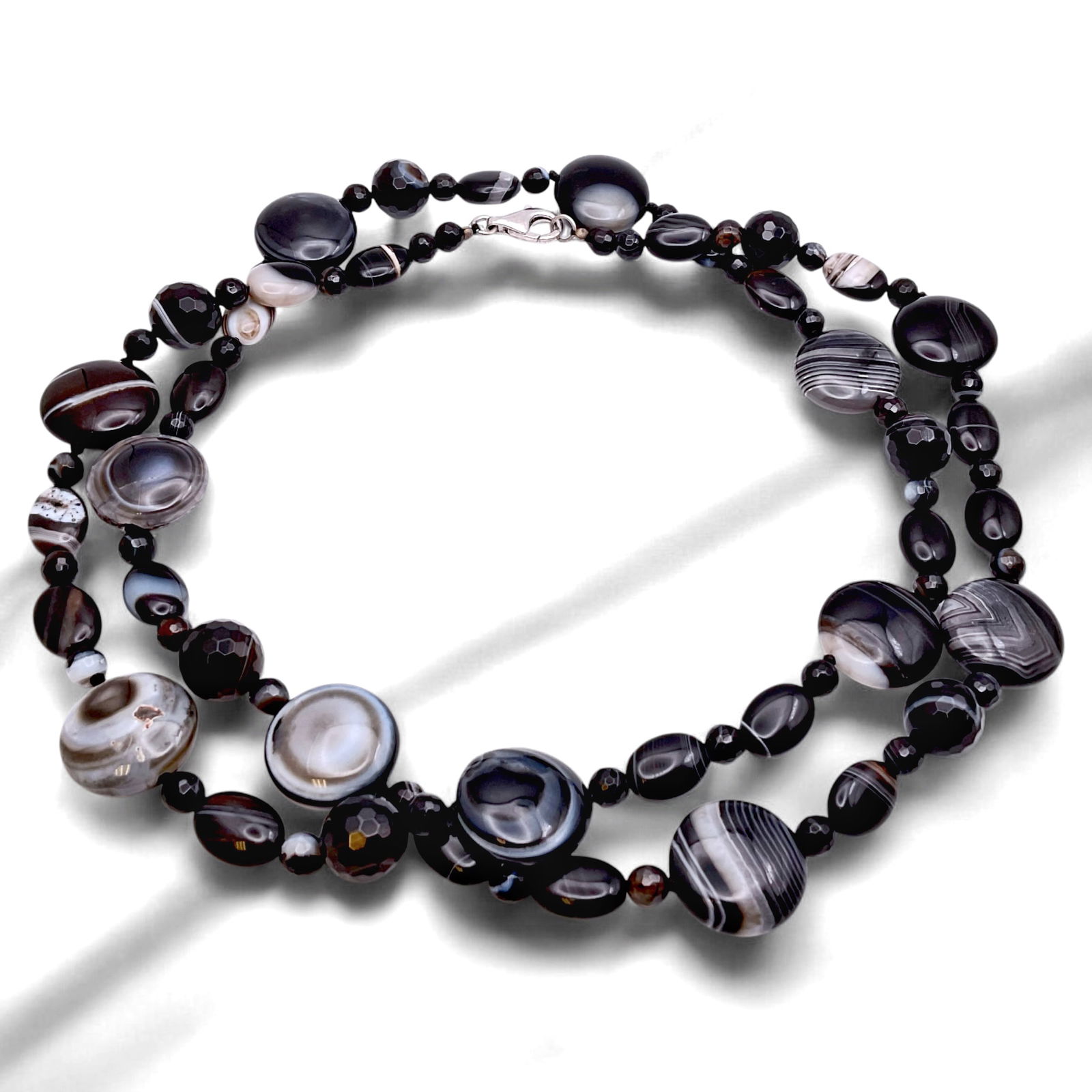 36 inch Tuxedo Agate Long Bead Necklace (1 of 1)