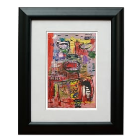 Profound Jean Michel Basquiat Oil on Board Painting, (1982) – (after)