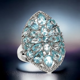 5.51 ct Sky Blue Topaz Sterling Silver Ring with a bold design to leave your friends speechless